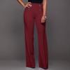 Womens Bootcut Yoga Dress Pants Stretchy Work Slacks Office Business Casual Pull On Wide Leg Pants Wine view 2