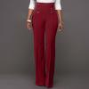 Womens Bootcut Yoga Dress Pants Stretchy Work Slacks Office Business Casual Pull On Wide Leg Pants Wine view 3