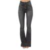 Women's Flare Bell Bottom Jeans Destroyed Elastic Waist Stretch Jeggings with Pockets Tassel Stretch Curvy Fit Jeans Black view 1