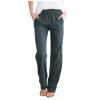 Wide Leg Linen Pants for Women High Waisted Stretch Workout Joggers Relax Fit Sports Hippie Boho Capris Crop Pants Dark Gray view 1