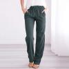 Wide Leg Linen Pants for Women High Waisted Stretch Workout Joggers Relax Fit Sports Hippie Boho Capris Crop Pants Dark Gray view 2