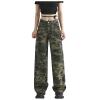 Women's Baggy Cargo Pants Flap Pocket Relaxed Fit Wide Leg Loose Joggers Hiphop Streetwear Loose Pants with Pocket Camouflage view 1