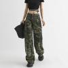 Women's Baggy Cargo Pants Flap Pocket Relaxed Fit Wide Leg Loose Joggers Hiphop Streetwear Loose Pants with Pocket Camouflage view 3