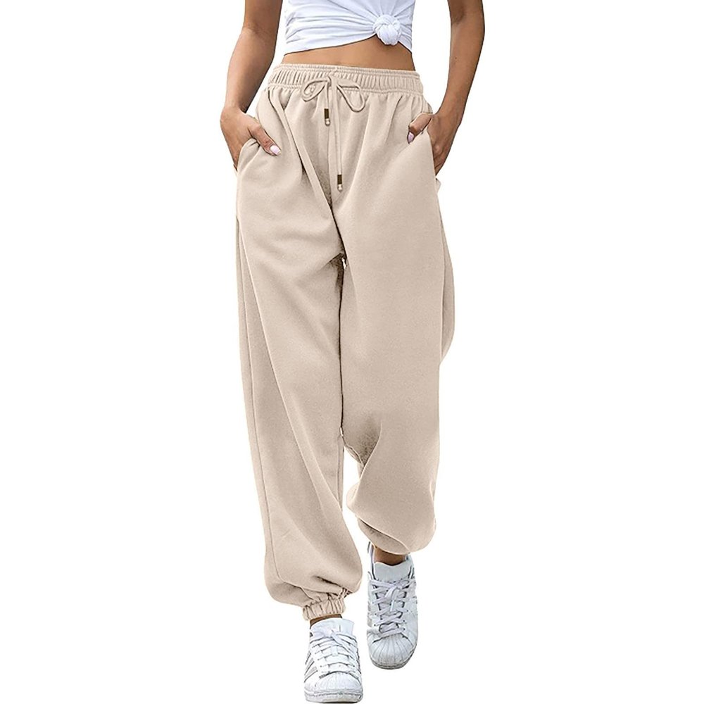 Womens High Waisted Baggy Sweatpants Drawstring Comfy Athletic Joggers Cozy Loose Workout Baggy Harem Pants Joggers Orange