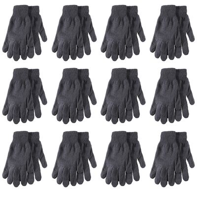 Gelante Adult Winter Knitted Magic Gloves Wholesale Lot 12 Pairs 70-9901-DK Gray-12 Pairs