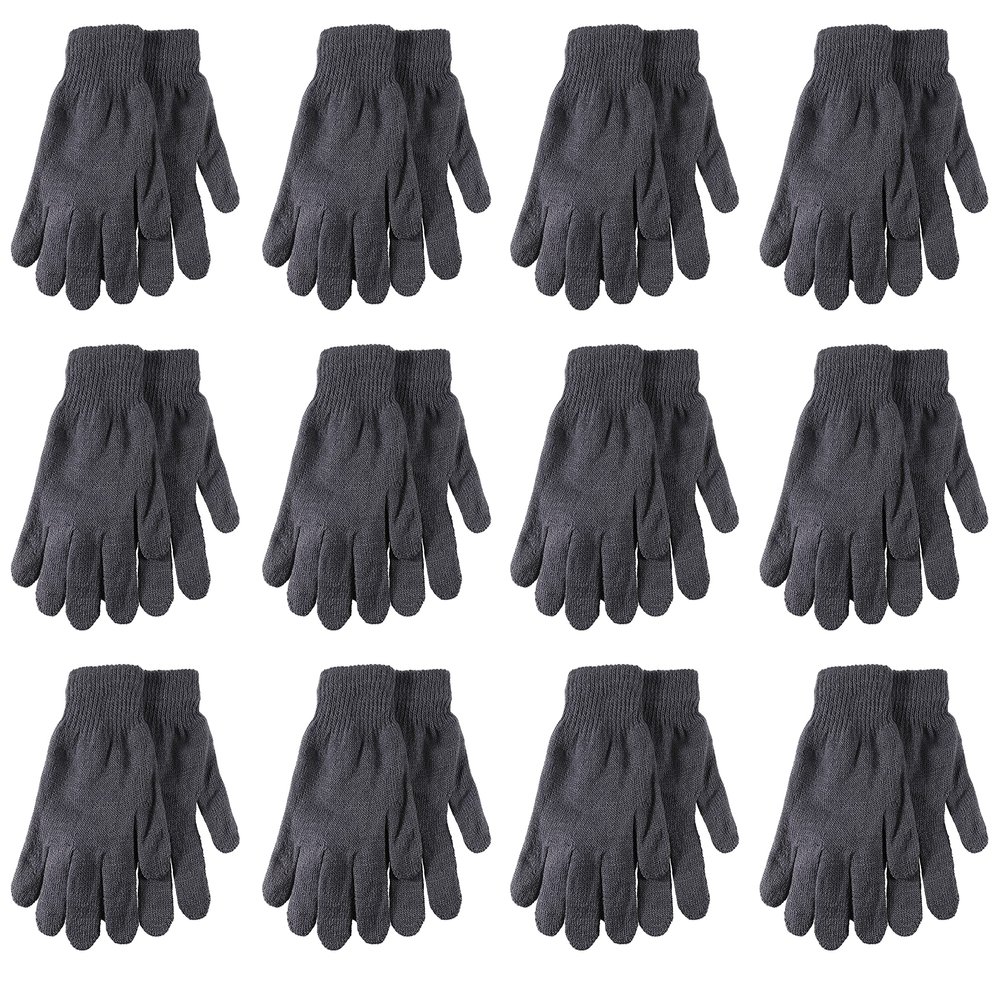 Gelante Adult Winter Knitted Magic Gloves Wholesale Lot 12 Pairs 70-9901-DK Gray-12 Pairs