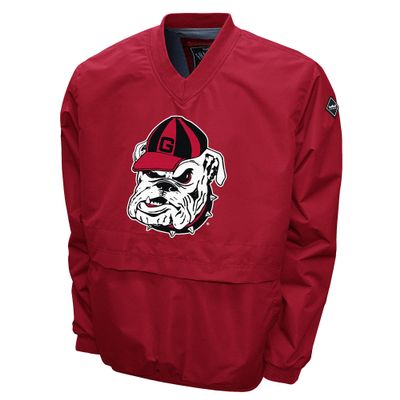 Franchise Club Men's Big Logo Windshell V-Neck Pullover Jacket (Georgia Bulldogs, Medium)