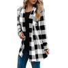 ninRYA Womens Plaid Shirt Fashion Casual Open Front Cardigans Thin Coats Jackets Long Sleeve Blouses Tops Outerwear view 2