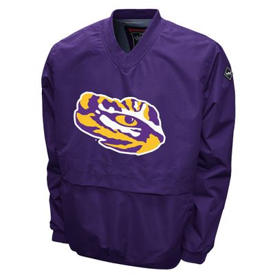 Franchise Club Men's Big Logo Windshell V-Neck Pullover Jacket (LSU, X-Large)