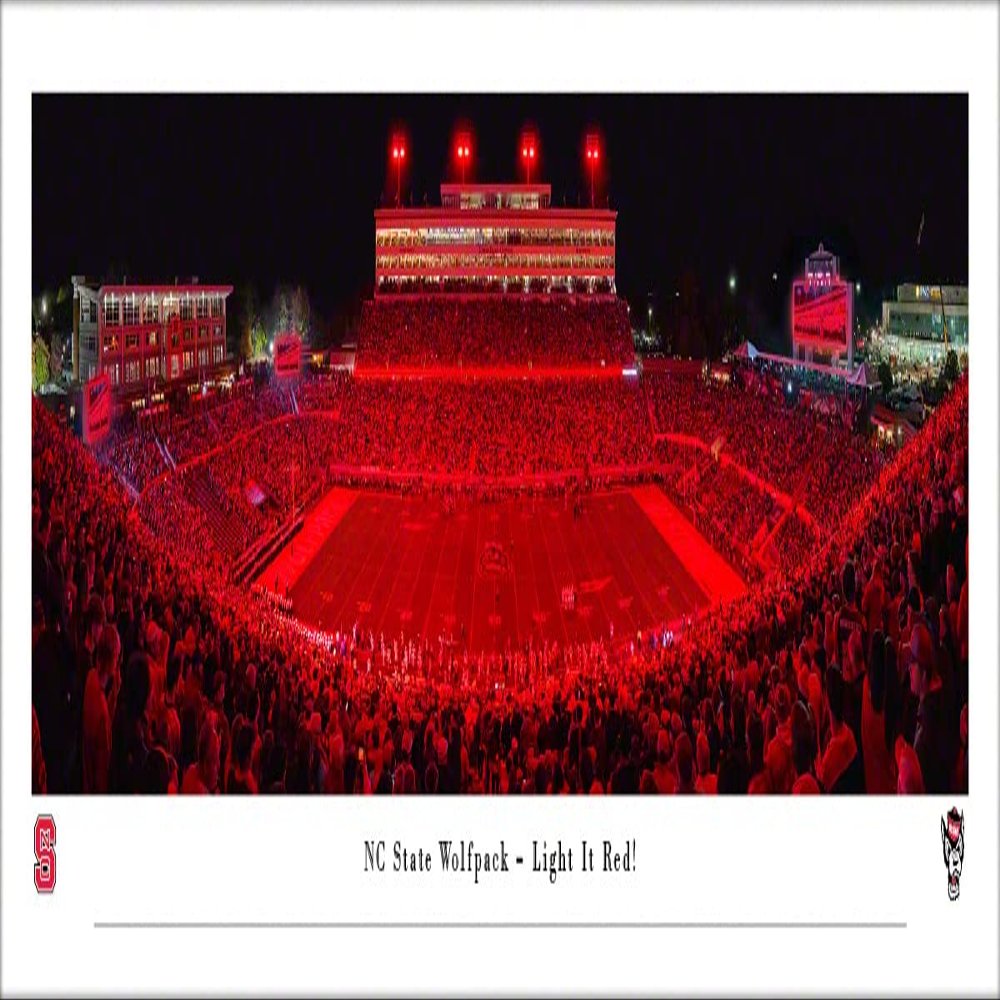 NC State Football, Light It Red - Unframed Poster by Blakeway Panoramas