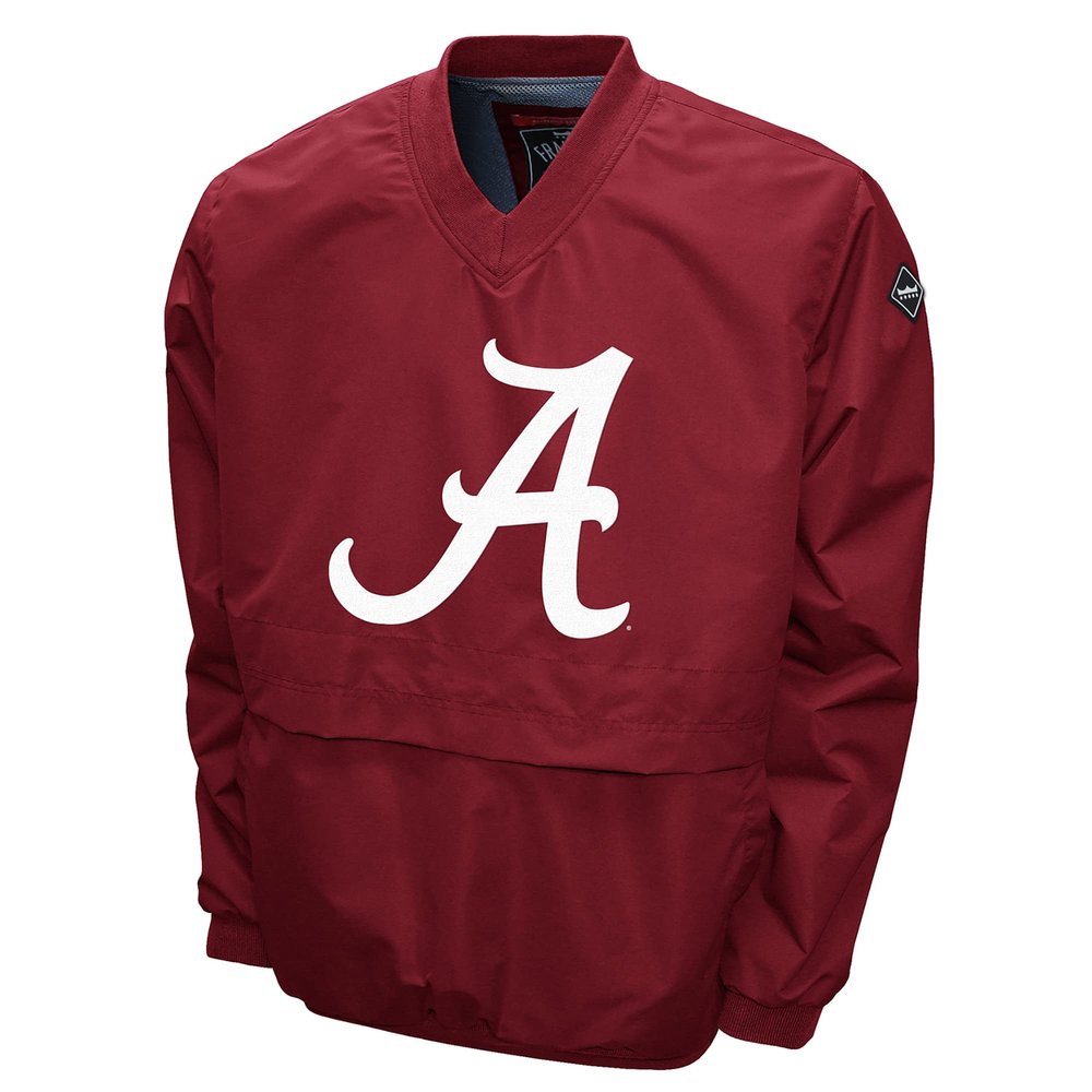 Franchise Club Men's Big Logo Windshell V-Neck Pullover Jacket (Alabama, XX-Large)