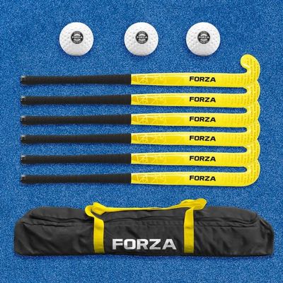 FORZA Hockey Stick & Ball Coaching Sets - 6X W100 Hockey Sticks, 3X Balls & 1x Bag (34")