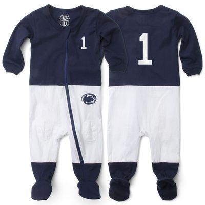 Wes and Willy Baby College Sports Fan Football Jersey Sleeper (Penn State Nittany Lions, 24 Months) Navy