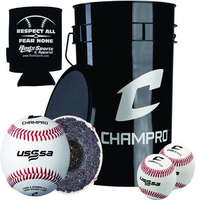 6 Gallon Bucket with 30 CBB-200US USSSA Baseballs and Drink Can Sleeve