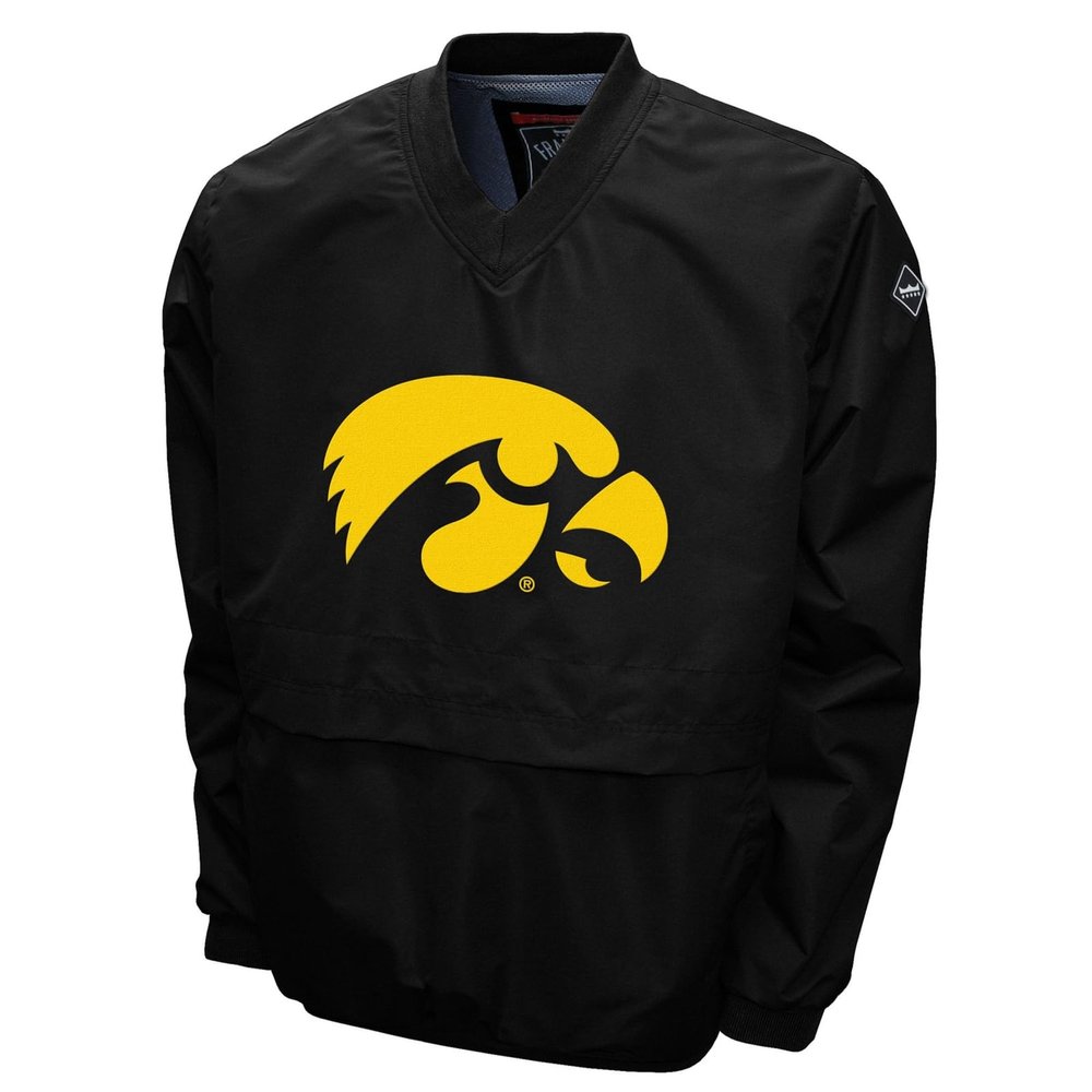 Franchise Club Men's FC Big Logo Pullover Jacket, M, Iowa Hawkeyes-Black