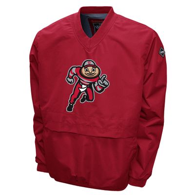 Franchise Club Men's Big Logo Windshell V-Neck Pullover Jacket (Ohio State, Small)