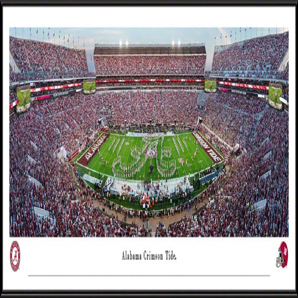 Alabama Football, Band Logo - 40.25x13.75-inch Standard Framed Print by Blakeway Panoramas