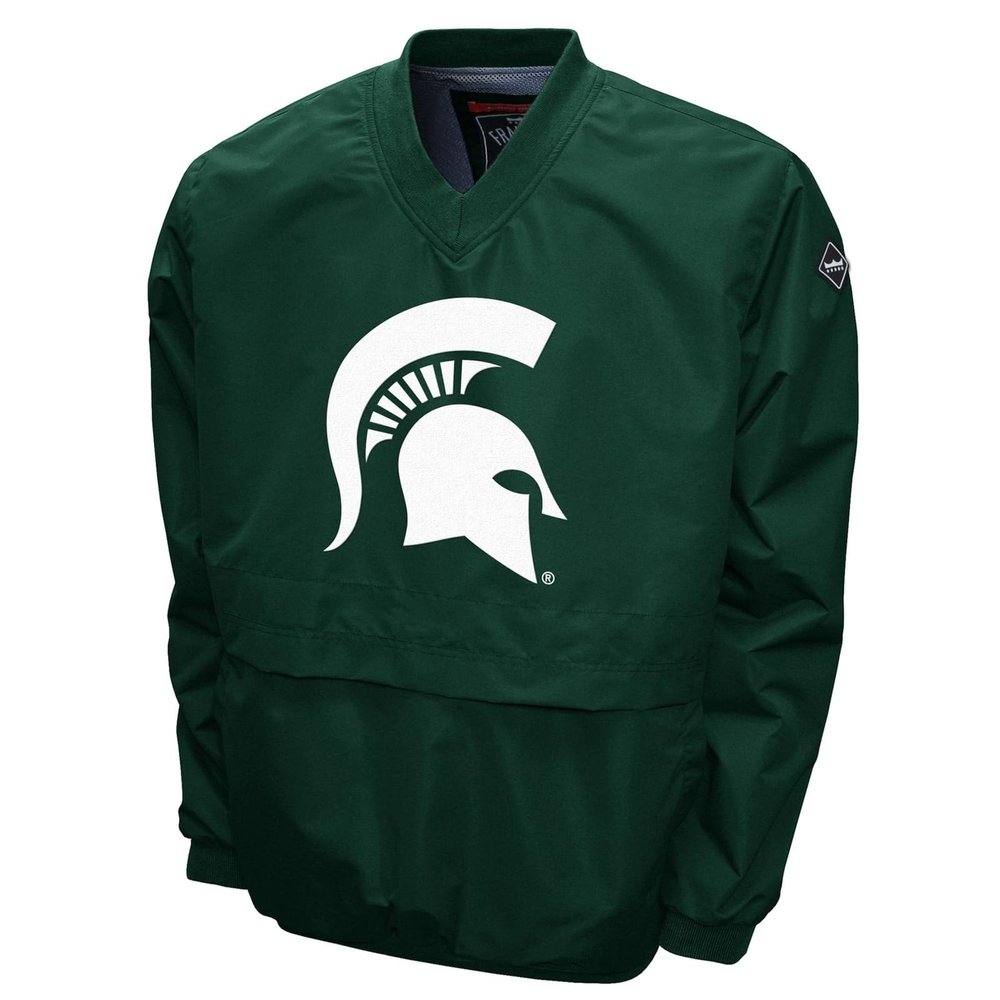 Franchise Club Men's FC Big Logo Pullover Jacket, XL, Michigan State Spartans-Green