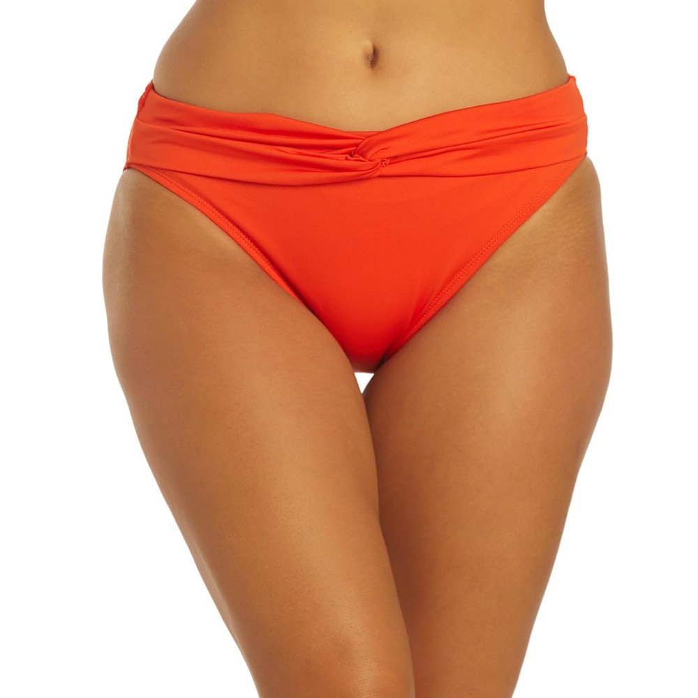Dolfin Women's Solid Contemporary Knot Front Brief Pop Orange L