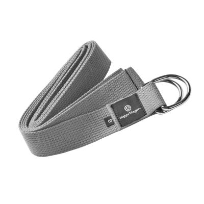 Hugger Mugger D-Ring Cotton Yoga Strap - Gray - Super Strong Cotton, Metal D-Ring Buckle, Essential Yoga Prop for All Levels