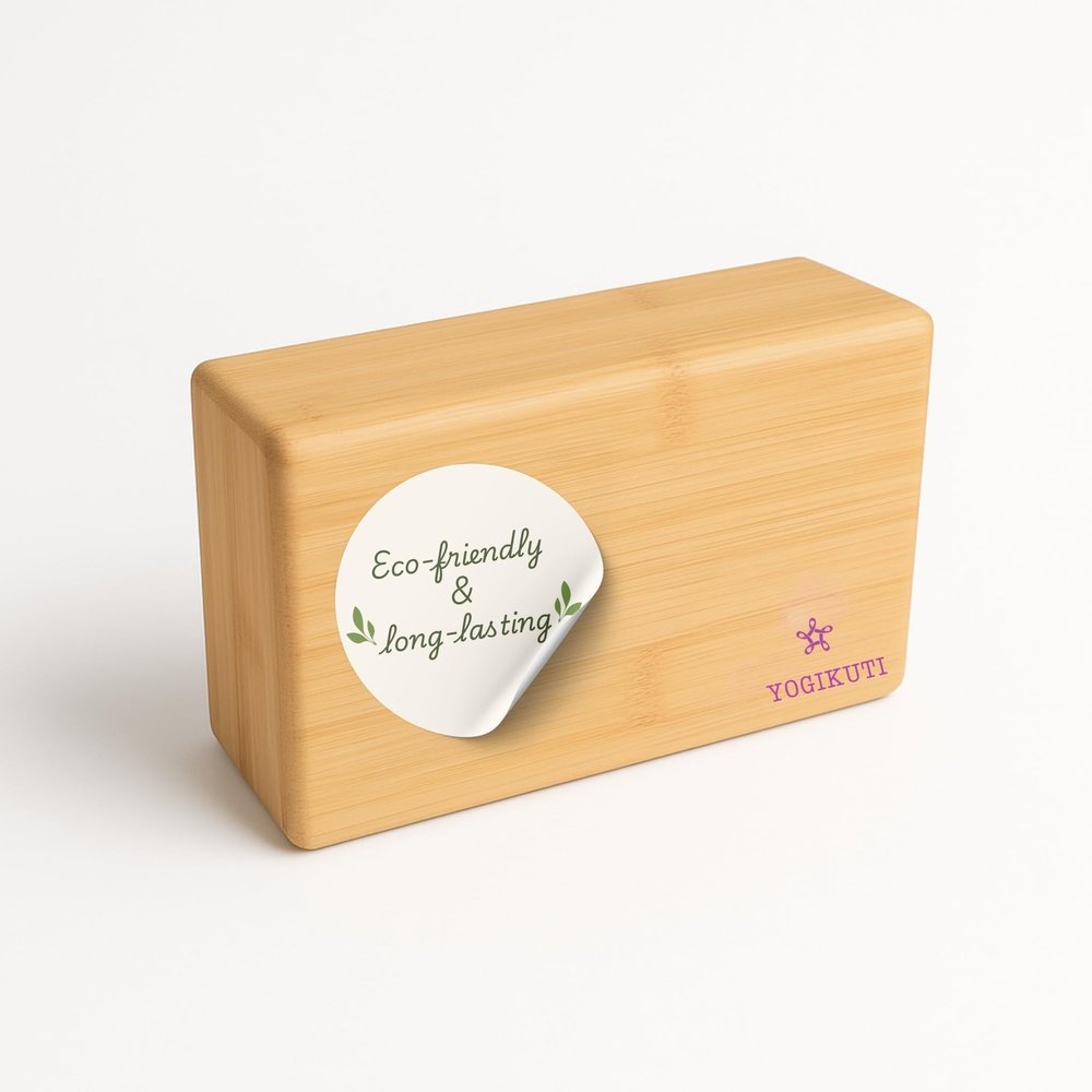 Yogikuti Bamboo Yoga Block-Premium Wooden Support Block for Iyengar Yoga, Non-Slip, Eco-Friendly, Durable Yoga Prop for Home & Studio Use