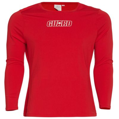 Dolfin Women's Solid Crew Neck Long Sleeve Rash Guard Red XL