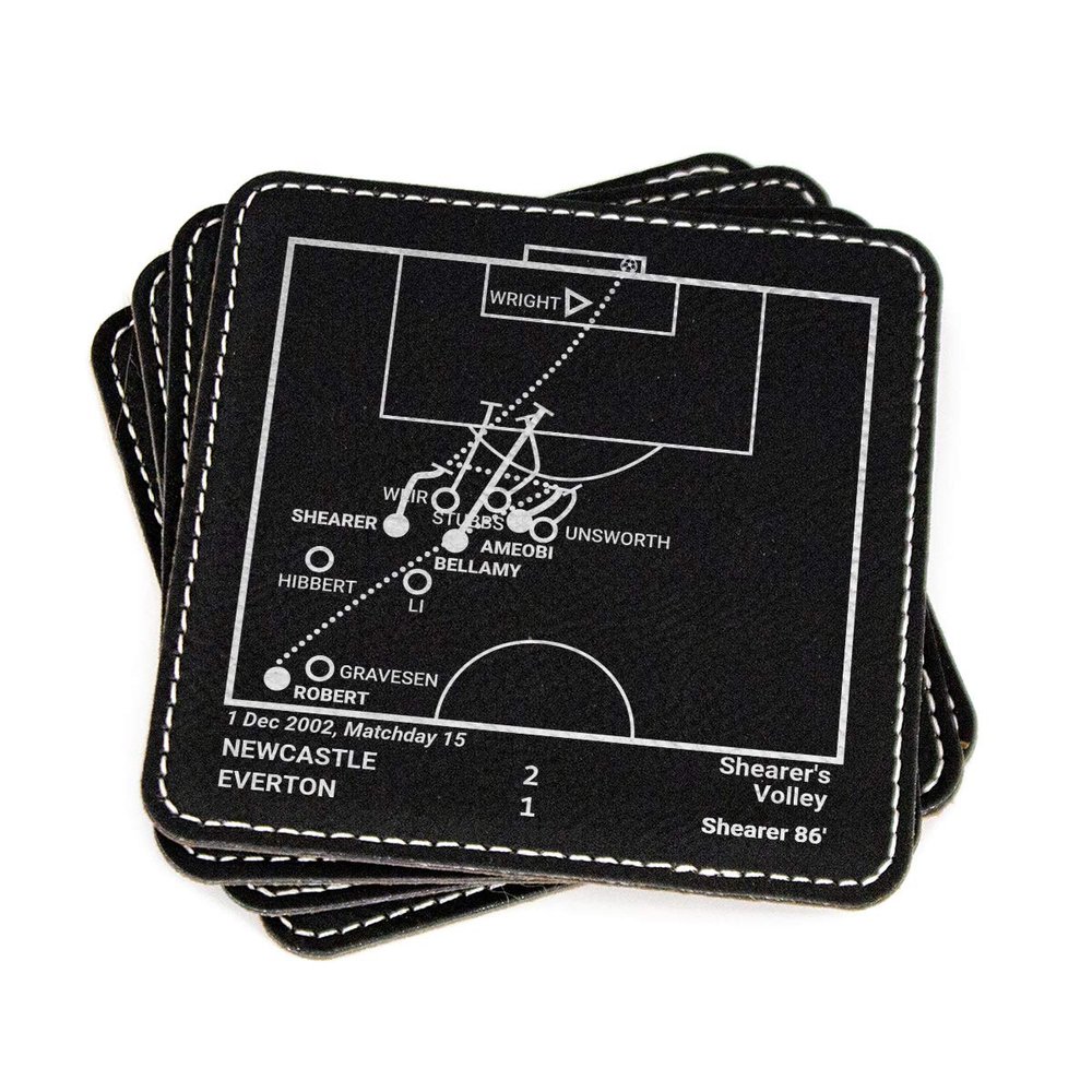 Greatest Newcastle Plays: Leatherette Coasters (Set of 4) | Best Gift Idea for Sports Lovers | Newcastle Historic Moments Gifts