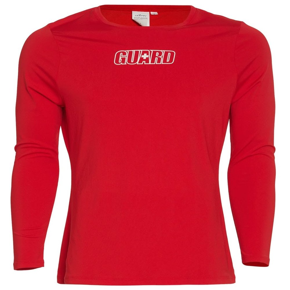 Dolfin Women's Solid Crew Neck Long Sleeve Rash Guard Red L
