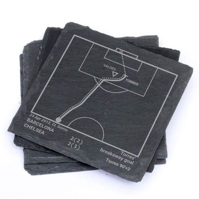Greatest Chelsea Plays: Slate Coasters (Set of 4) | Best Gift Idea for Sports Lovers | Chelsea Historic Moments Gifts