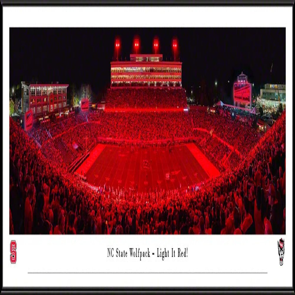 NC State Football, Light It Red - Framed Print by Blakeway Panoramas