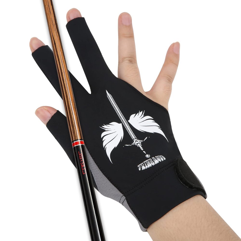 ANIMSWORD Breathable and Comfortable Billiard Pool Gloves Fits on Left Hand or Right Hand 3 Finger for Snooker Cue Sport Glove.