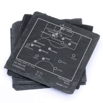 Greatest L'Pool Plays: Slate Coasters (Set of 4) | Best Gift Idea for Sports Lovers | The Kop Historic Moments Gifts