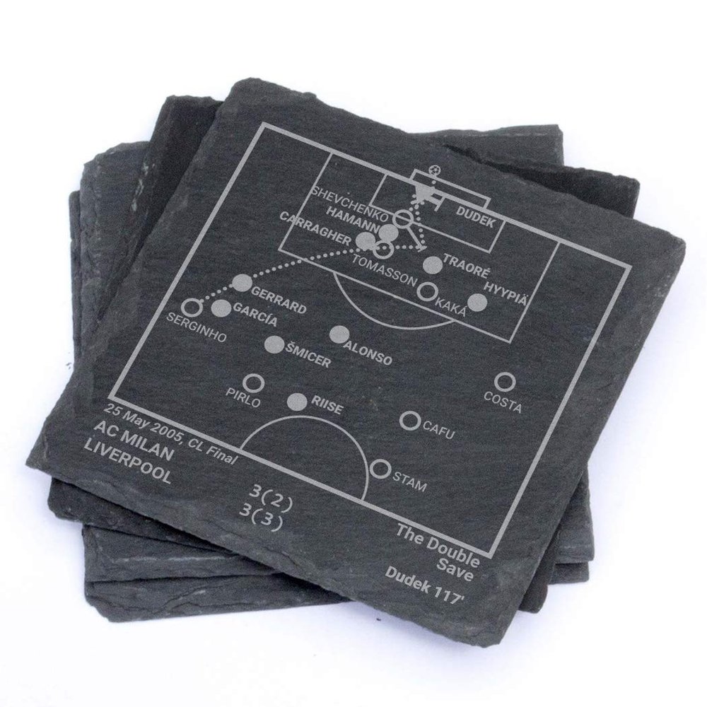 Greatest L'Pool Plays: Slate Coasters (Set of 4) | Best Gift Idea for Sports Lovers | The Kop Historic Moments Gifts