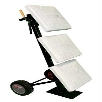 Trigon Sports Softball Baseball Caddy with Wheels for Baseball Bases, Heavy-Duty Steel Caddy Frame with 3 Posts for Softball Bases Set (Black)