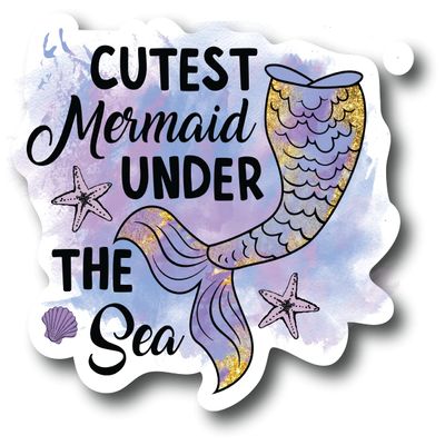 Cutest Mermaid Under The Sea Rose Unicorn Birthday Party Mermaid Ocean Beach Sea Tail Fin Magical Fiction Cartoon Pink Horn Horns Horse Valentine Rainbow Glitter Girl CS1557-2PK
