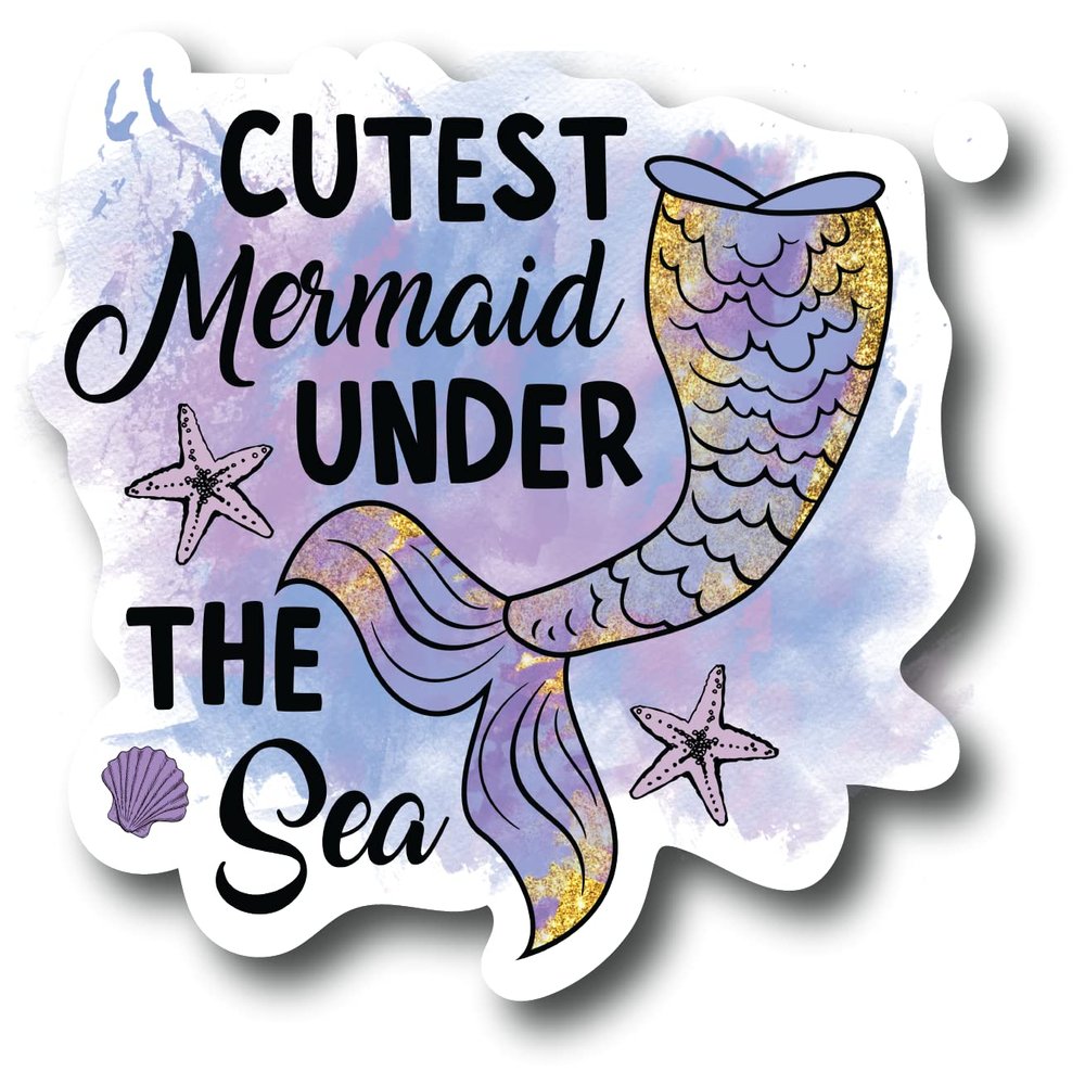 Cutest Mermaid Under The Sea Rose Unicorn Birthday Party Mermaid Ocean Beach Sea Tail Fin Magical Fiction Cartoon Pink Horn Horns Horse Valentine Rainbow Glitter Girl CS1557-2PK