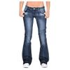 Womens Skinny Bell Bottom Jeans Ripped High Waisted Classic Totally Shaping Slim Fit Fitted Denim Pants Navy view 1