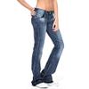 Womens Skinny Bell Bottom Jeans Ripped High Waisted Classic Totally Shaping Slim Fit Fitted Denim Pants Navy view 3
