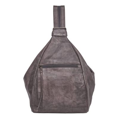 Lady Conceal Marley Leather Concealed Carry Sling Backpack for Women, Locking Zippers, RFID Organizer & Universal Holster(Gray)