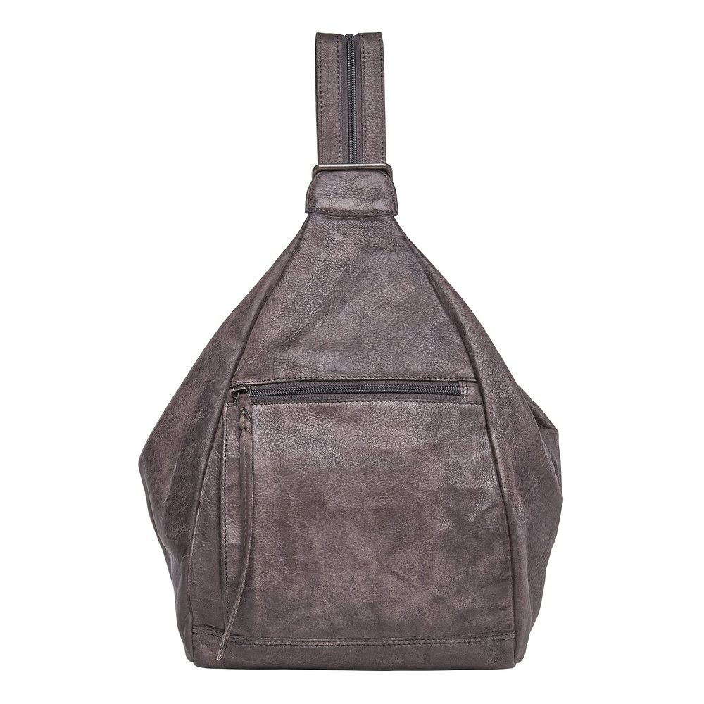 Lady Conceal Marley Leather Concealed Carry Sling Backpack for Women, Locking Zippers, RFID Organizer & Universal Holster(Gray)