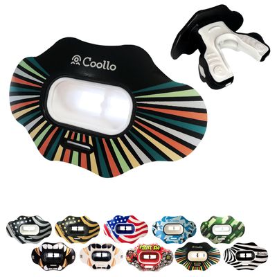 COOLLO SPORTS Lip Guard Mouthguard MAXX/Might Football and High Impact Sports Lip Protector for Adults & Youth (Strap Included) (Spectrum -(Two Layers), Without Case (Adult 8+))