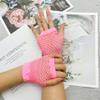 Lastclream 80s Short Fishnet Gloves for Women Cosplay Costume Party Accessories Fingerless Mesh Fishnet Glove (Pink) view 3