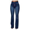 Women's Flare Bell Bottom Jeans Destroyed Elastic Waist Totally Shaping Slim Fit Hem Denim Flared Pants view 1