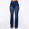 Women's Flare Bell Bottom Jeans Destroyed Elastic Waist Totally Shaping Slim Fit Hem Denim Flared Pants view 2