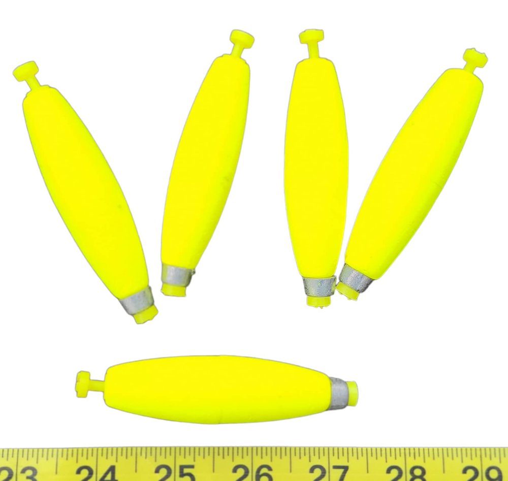 10 floats 3" Bright Yellow Weighted Snap On Fishing Floats