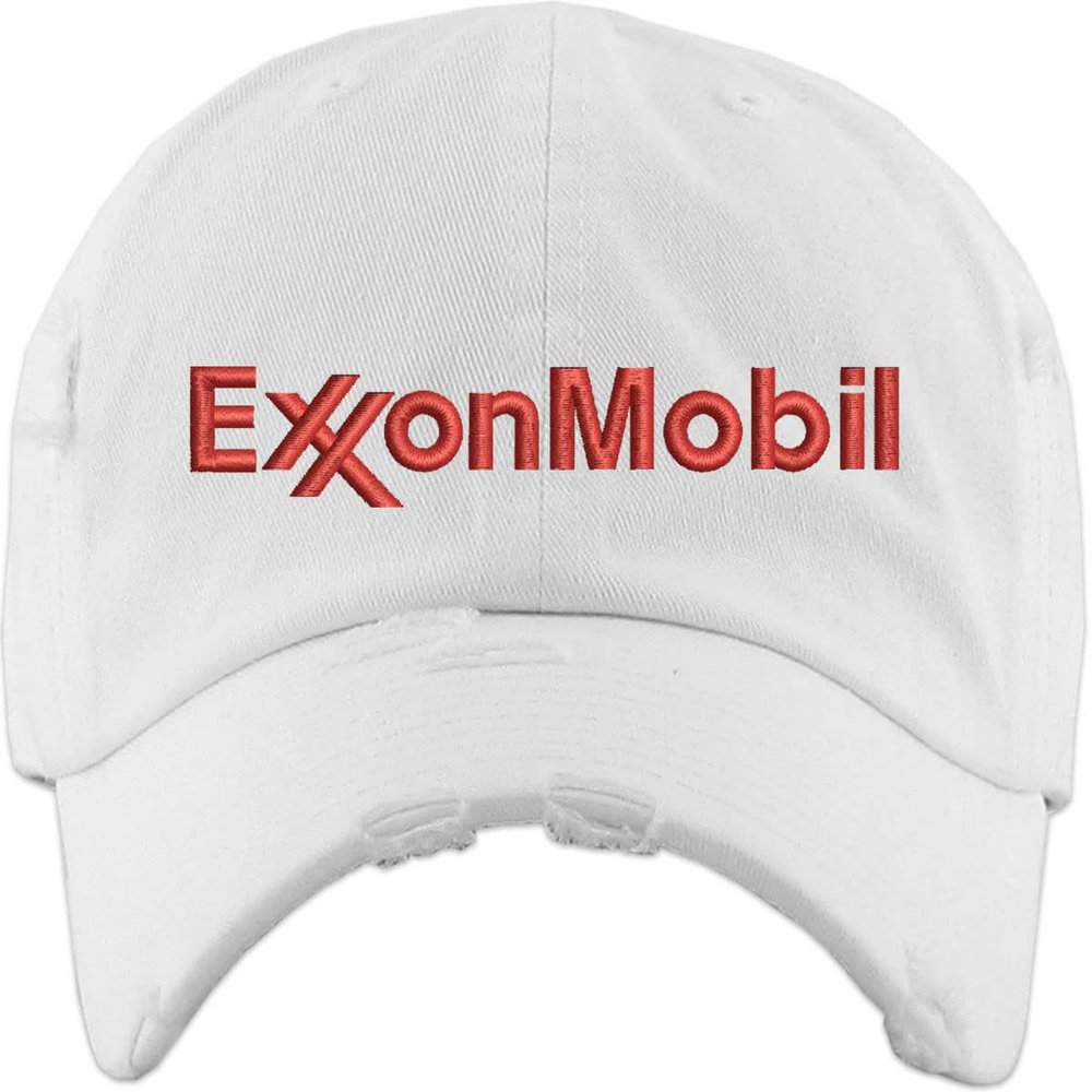 ALLNTRENDS Exxon Mobil Dad Hat Embroidery Adjustable Embroidered Cap (White)
