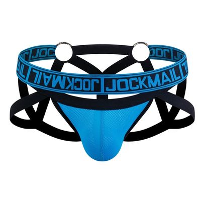 JOCKMAIL Mesh Breathable Jockstrap Athletic Supporters for Men Jock Strap Male Underwear Blue