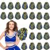 Hanaive 24 Pcs Pom Poms Cheerleading Cheerleader Spirited Cheer Baton Handle Metallic Foil for Sports Team Party Dance Cheering(Blue, Gold) view 1