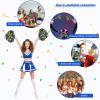 Hanaive 24 Pcs Pom Poms Cheerleading Cheerleader Spirited Cheer Baton Handle Metallic Foil for Sports Team Party Dance Cheering(Blue, Gold) view 4