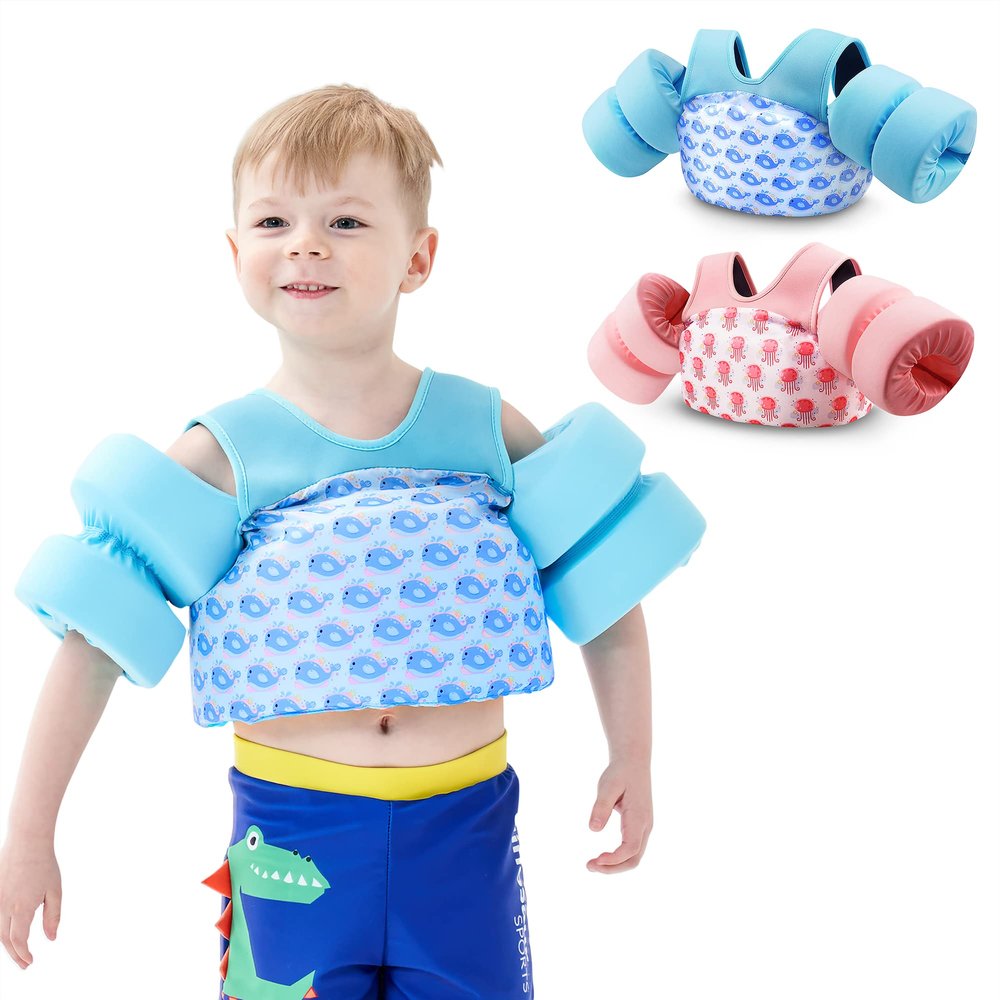 COVACURE Toddler Swim Vest - Swim Float for Girls and Boys 22-66lbs, Toddler Floaties for Child Learn Swiming Training, Infant Safety Swim Aid Jacket for 2-8 Years Old (Blue)